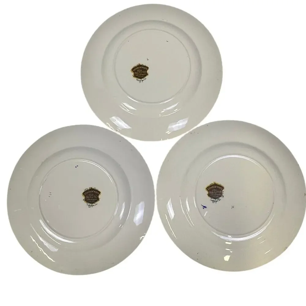 Johnson Bros Retired JB83 Windsor Ware Cobalt/Gold Dinner Plates-Set of 3
